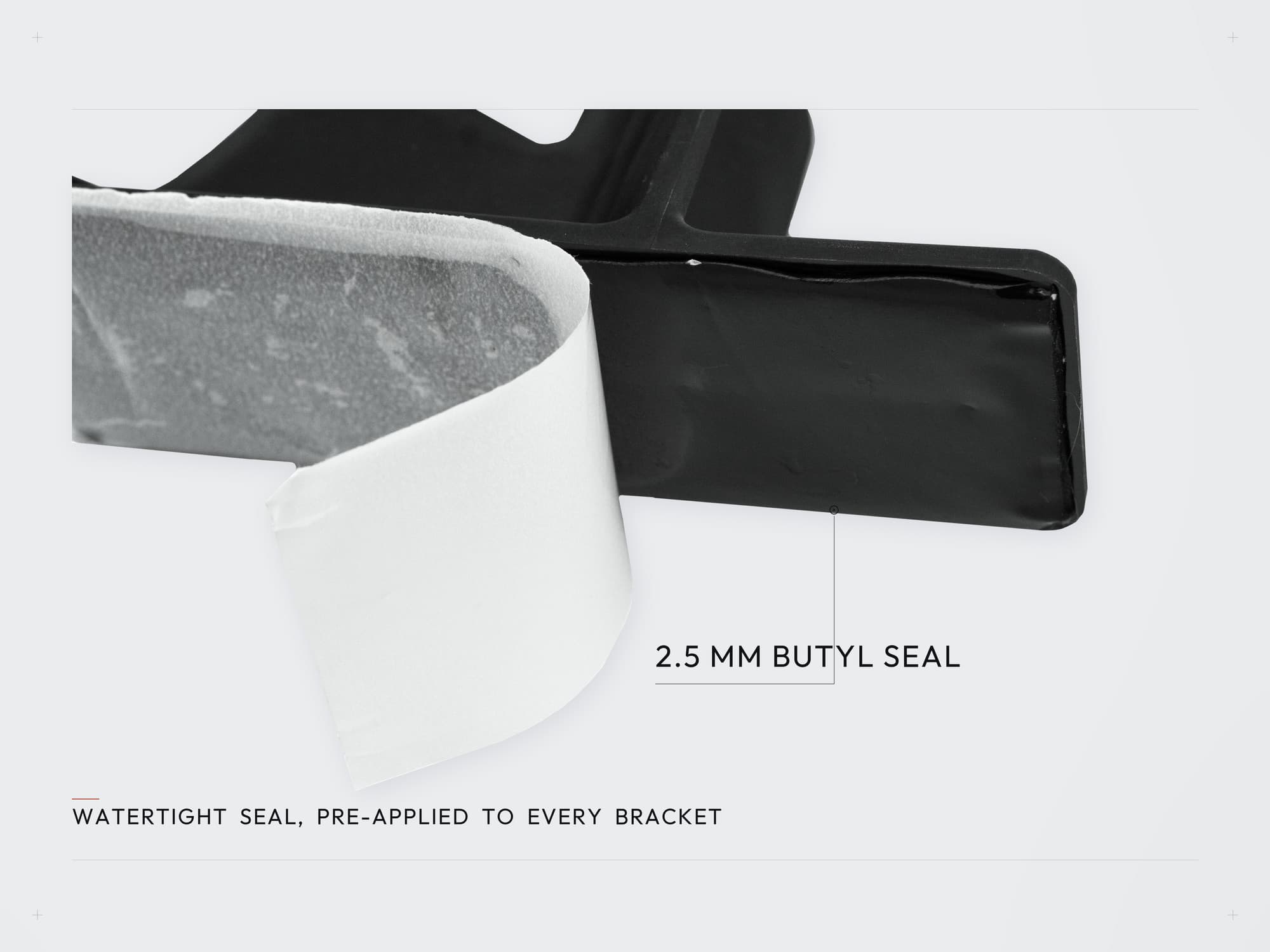 ArcticAnchor exposed fastener bracket with a 2.5mm butyl seal strip preapplied to the base