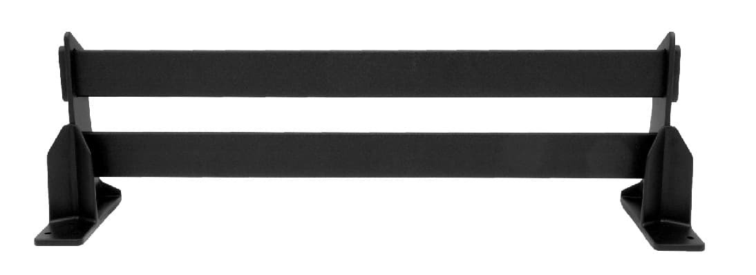 Complete ArcticAnchor Exposed Fastener Rail Series system assembled, showing stands at both ends connected by the continuous rail